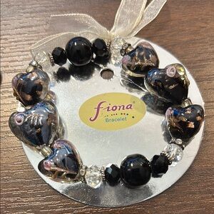 Fiona Heart Glass Bead Bracelet New